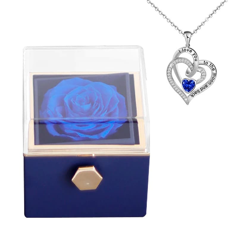 Bijoux Saint Valentin - Rose Éternelle Bleu Marine