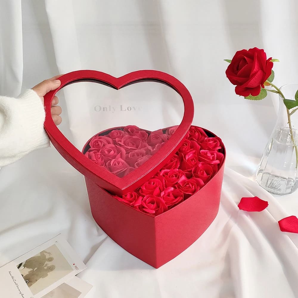 Boîte Roses Éternelles Cœur Rouge
