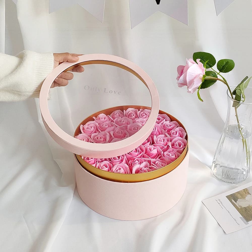 Boîte Roses Éternelles Rond Rose