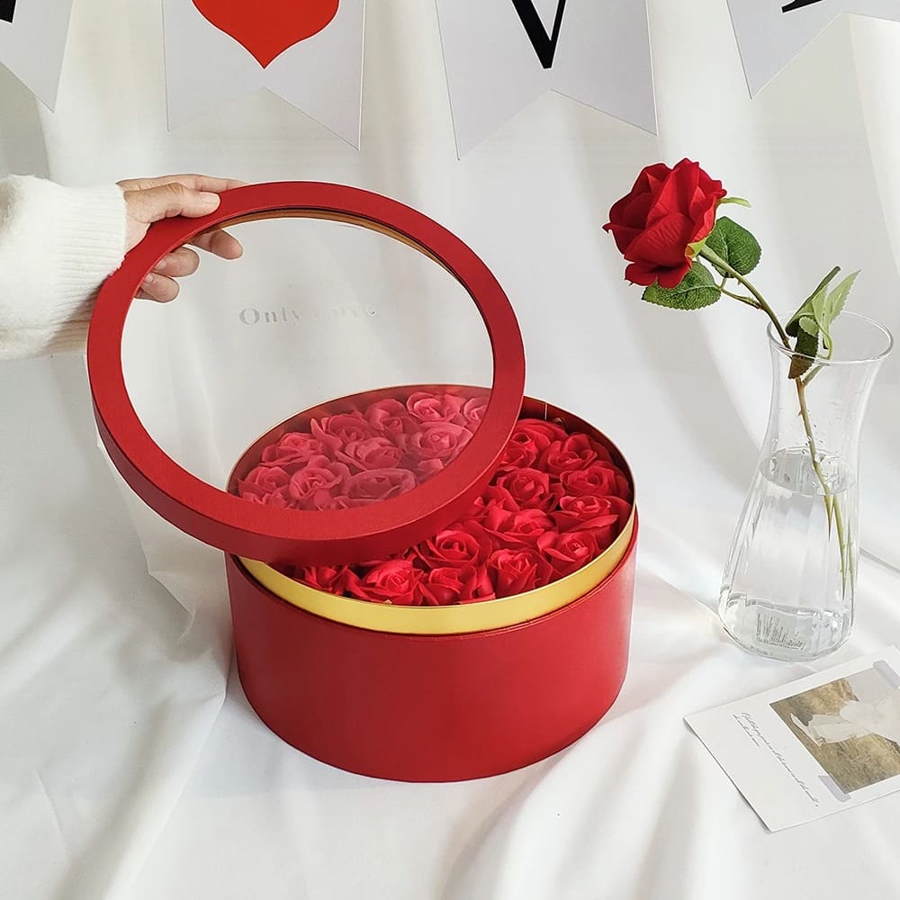 Boîte Roses Éternelles Rond Rouge