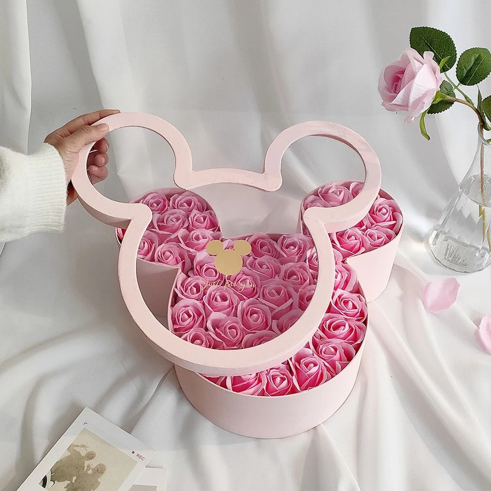 Boîte Roses Éternelles Souris Rose
