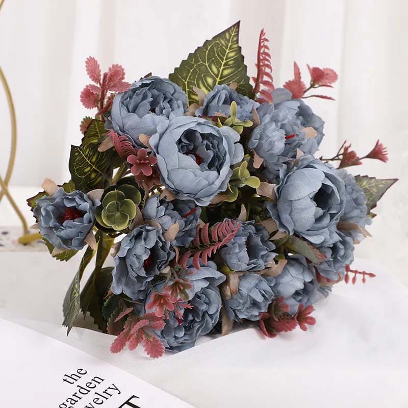 Bouquet Fleurs Artificielles Cimetière Bleu Océan