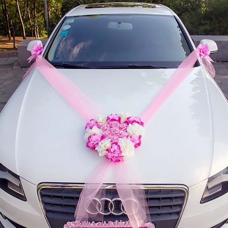 Bouquet Voiture Mariage Rose