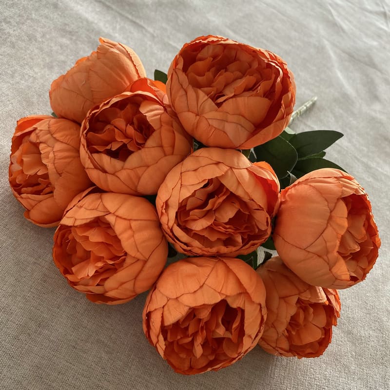 Bouquet de 10 Pivoines Artificielles Oranges