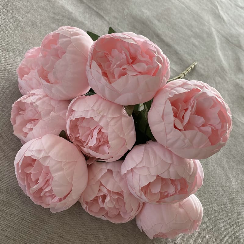 Bouquet de 10 Pivoines Artificielles Rose Clair