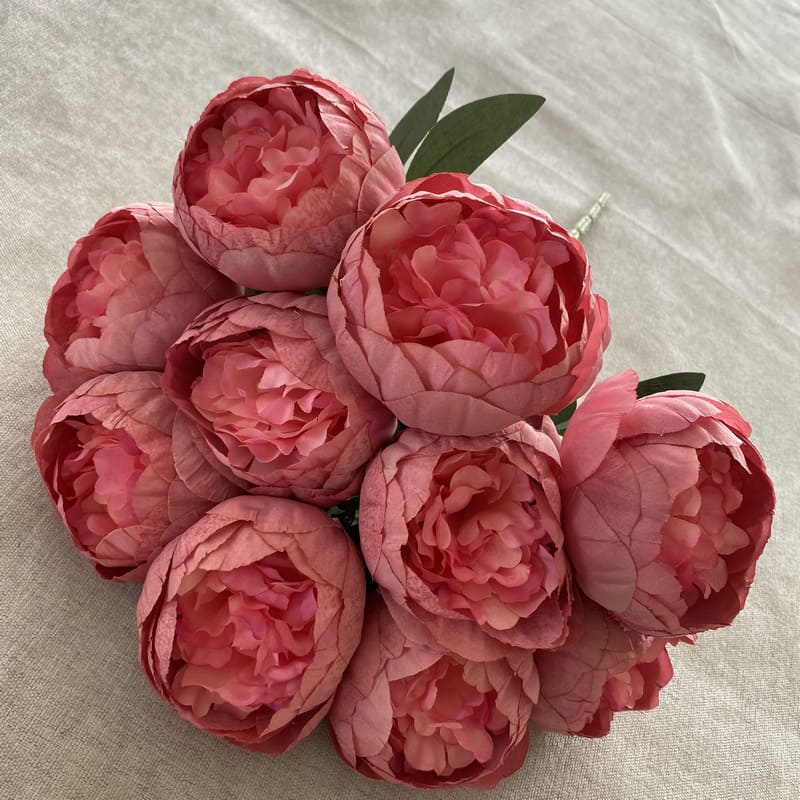 Bouquet de 10 Pivoines Artificielles Roses
