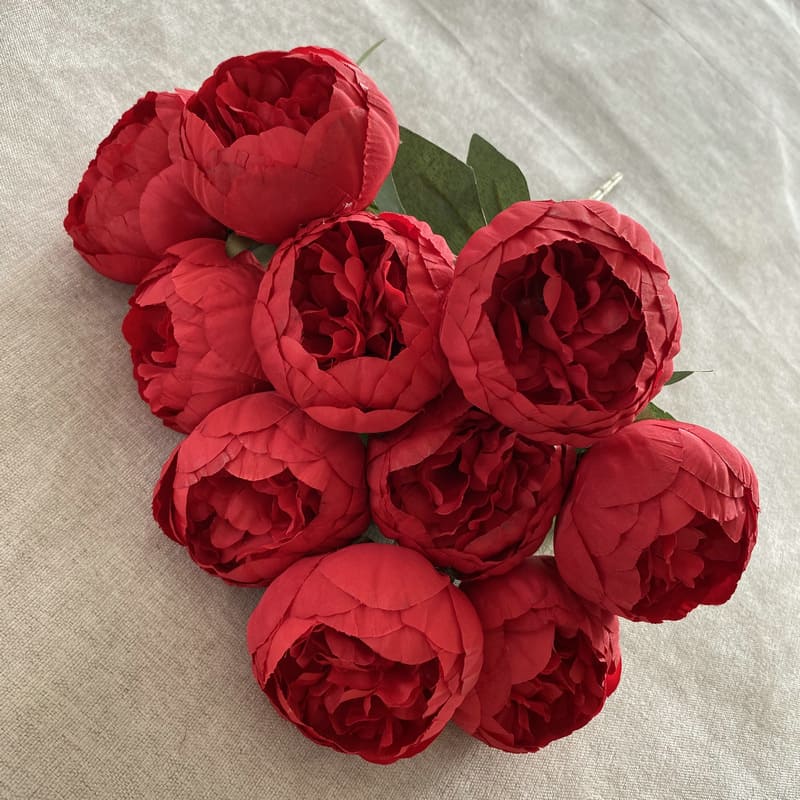 Bouquet de 10 Pivoines Artificielles Rouges
