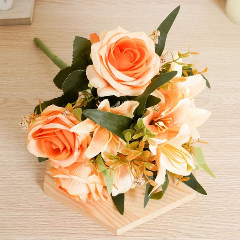 Bouquet de Fleurs Artificielles Mariage Orange