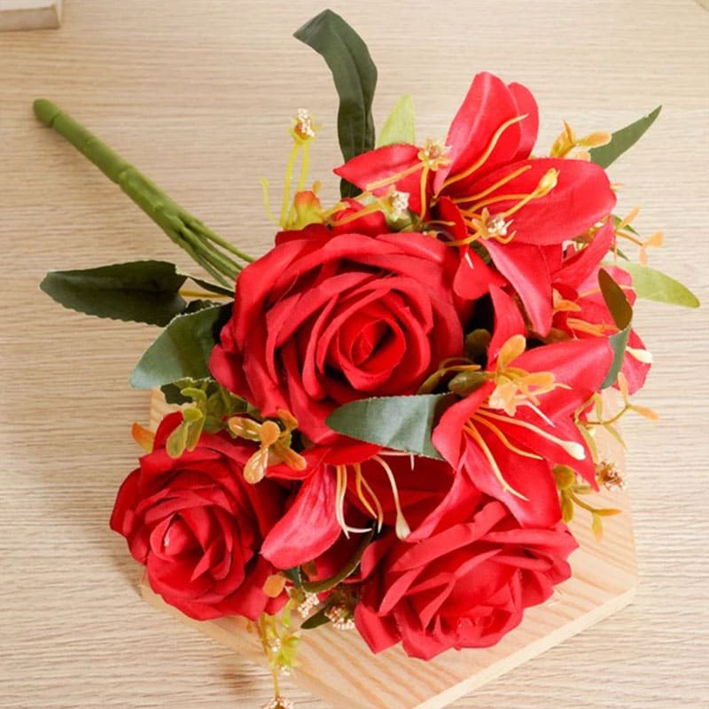 Bouquet de Fleurs Artificielles Mariage Rouge