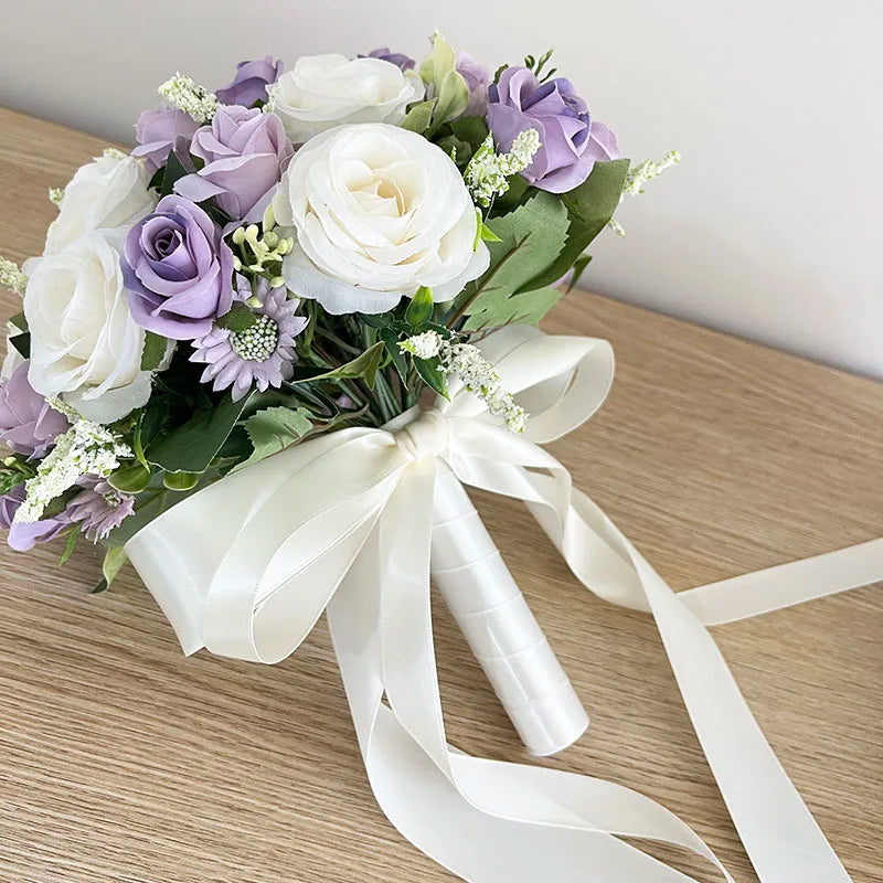 Bouquet de Fleurs Mariage Blanc et Violet