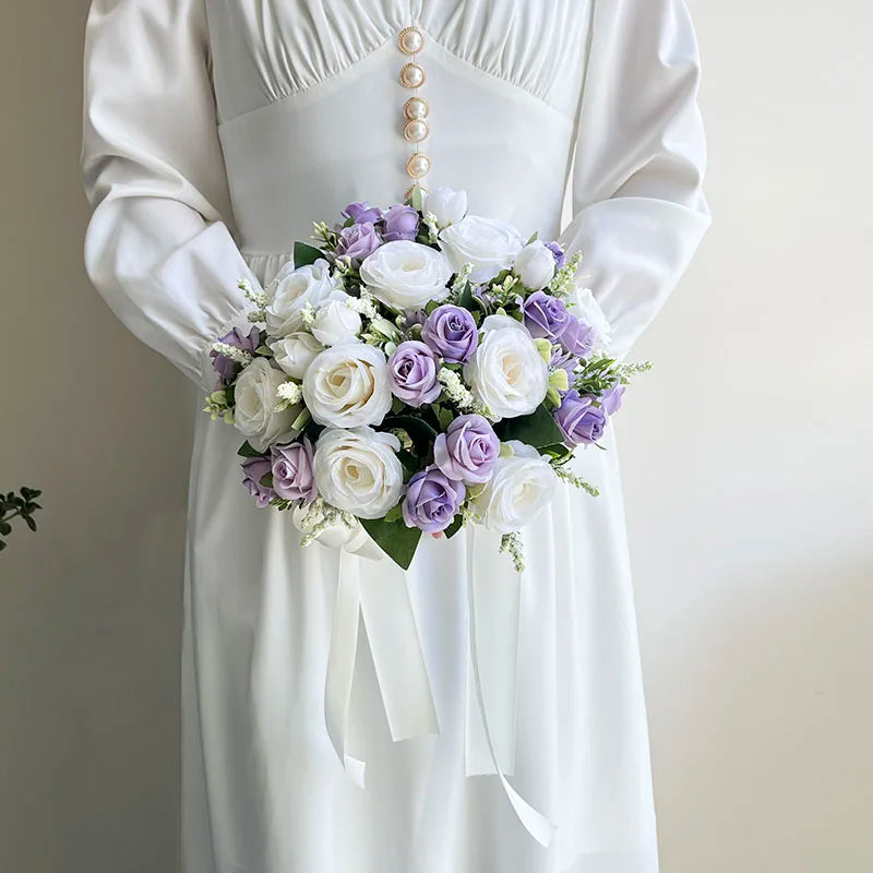 Bouquet de Fleurs Mariage Blanc et Violet