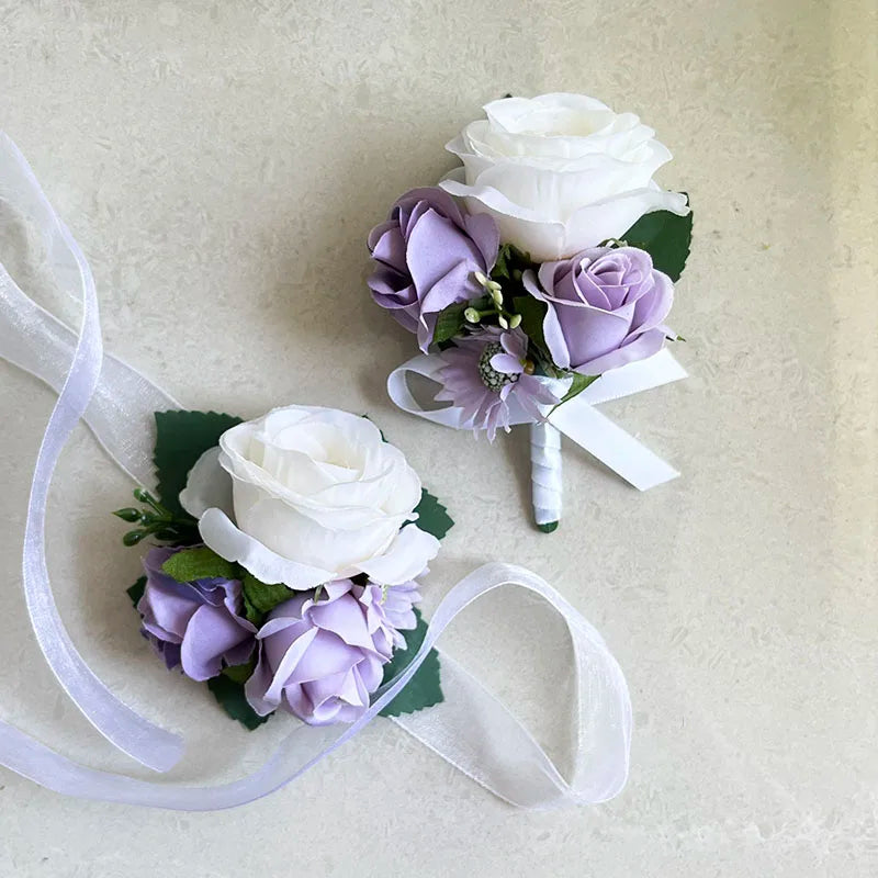 Bouquet de Fleurs Mariage Blanc et Violet