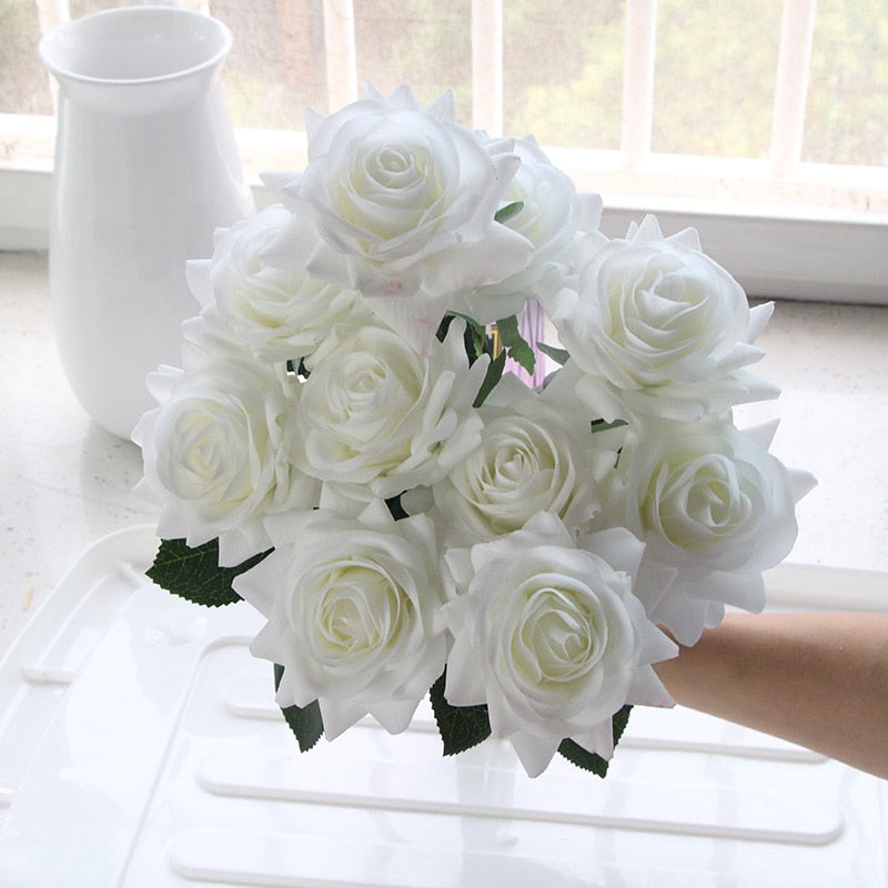 Bouquet de Roses Artificielles Blanc