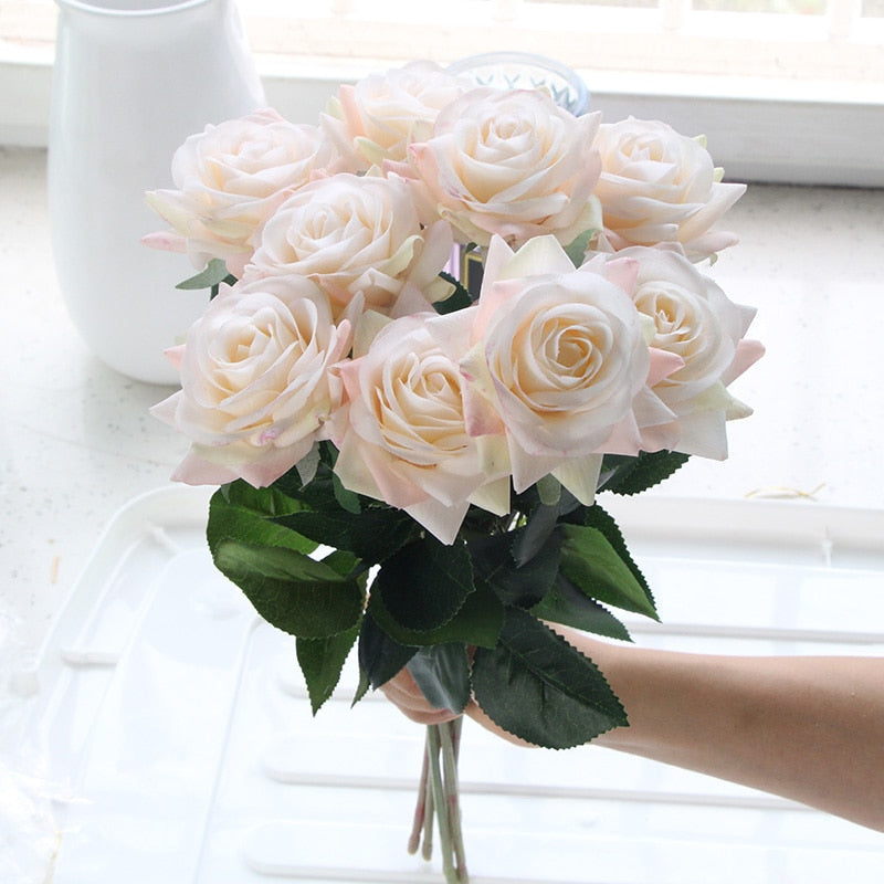 Bouquet de Roses Artificielles Champagne