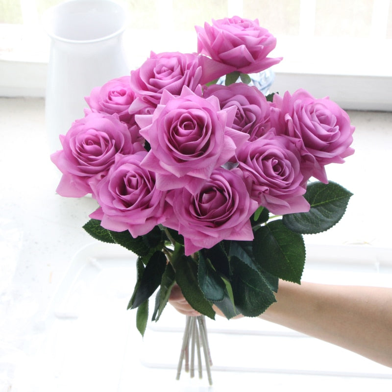 Bouquet de Roses Artificielles Mauve
