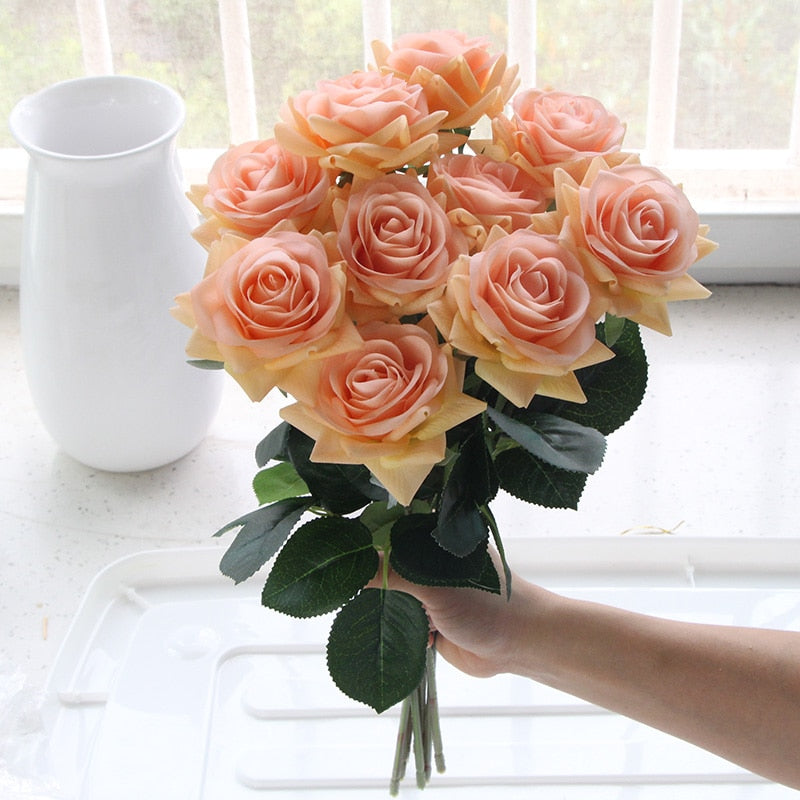 Bouquet de Roses Artificielles Orange