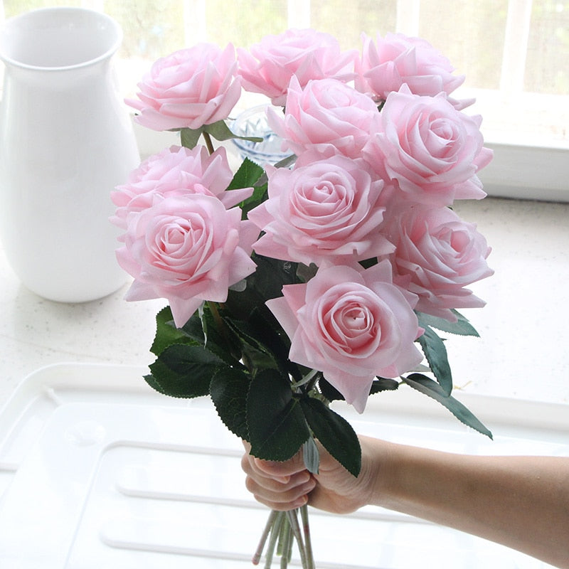 Bouquet de Roses Artificielles Rose Clair