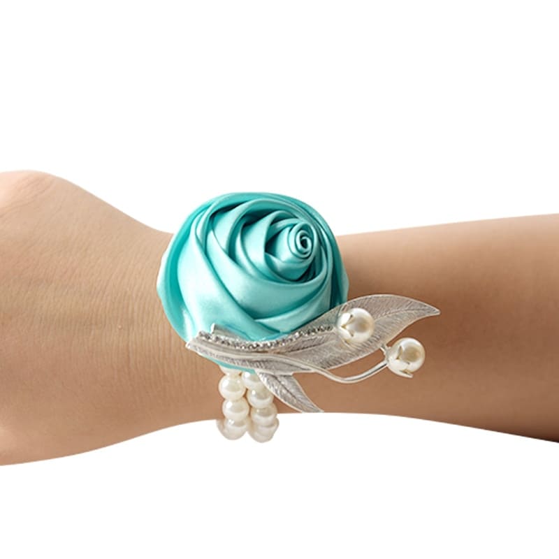 Bracelet de Rose Mariage Bleu Vert