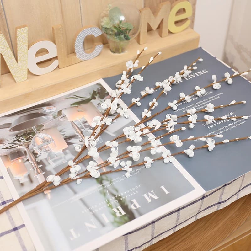 Branche Fleurs en Plastiques Blanc