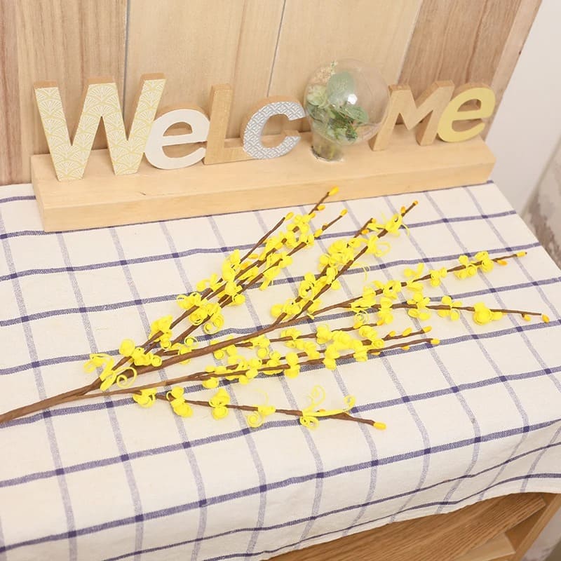 Branche Fleurs en Plastiques Jaune