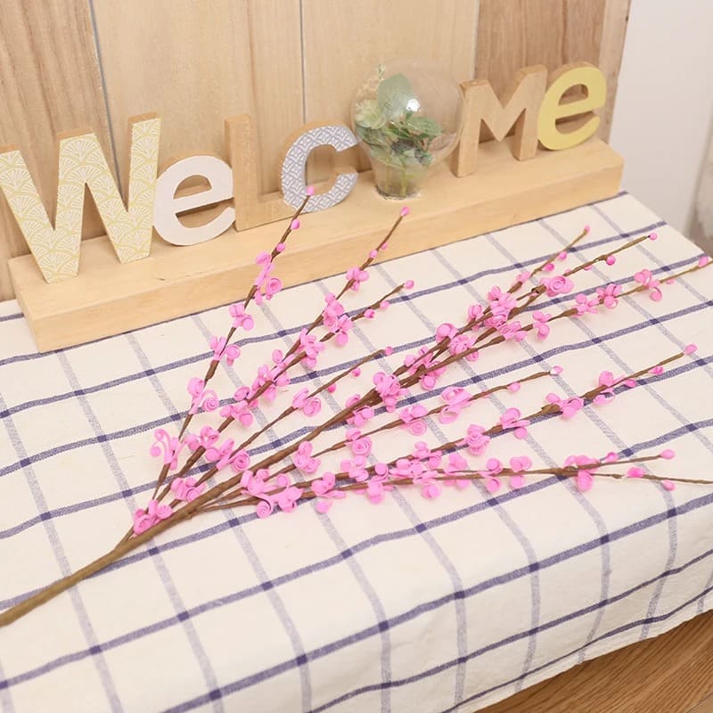 Branche Fleurs en Plastiques Rose