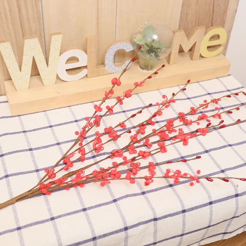 Branche Fleurs en Plastiques Rouge