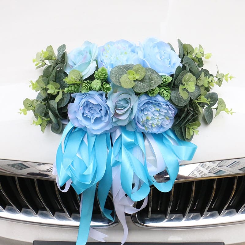 Capot Fleur Voiture Mariage Bleu