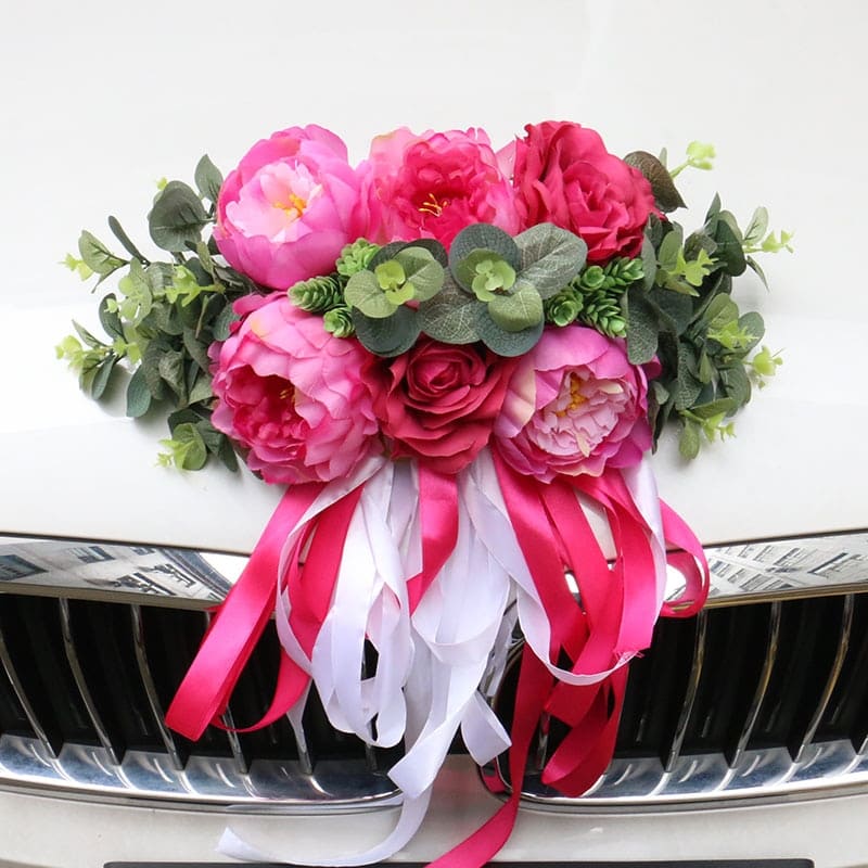 Capot Fleur Voiture Mariage Fushia