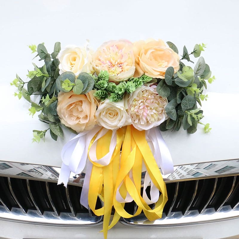 Capot Fleur Voiture Mariage Jaune