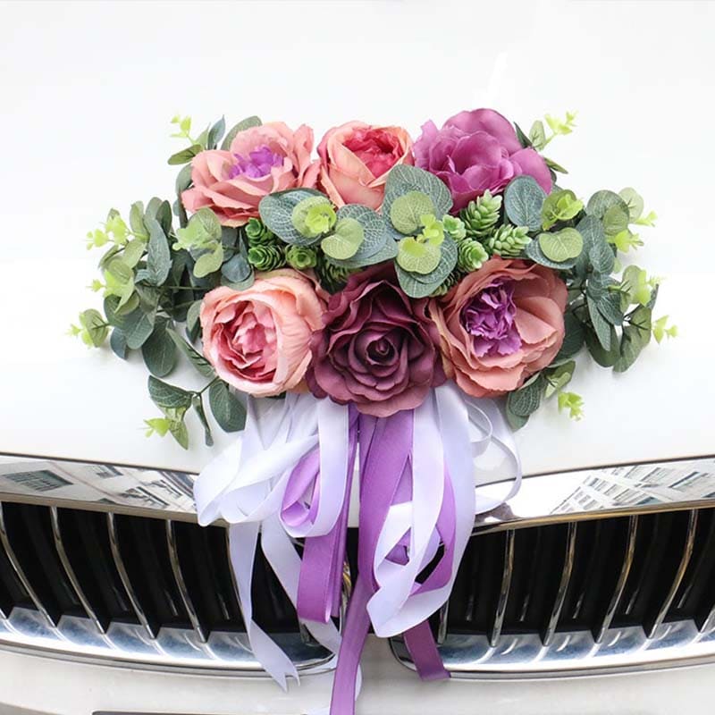 Capot Fleur Voiture Mariage Mauve