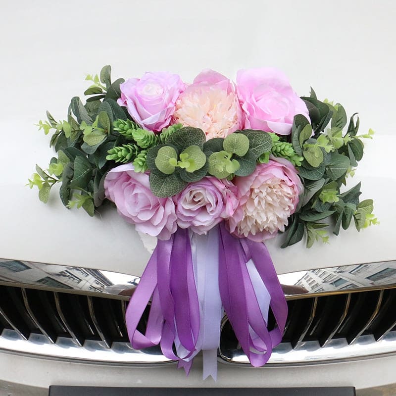 Capot Fleur Voiture Mariage Rose Clair