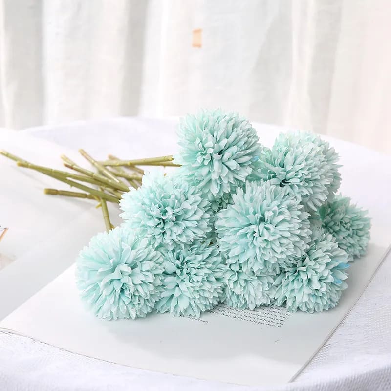 Chrysanthème Artificiel Bleu Vert