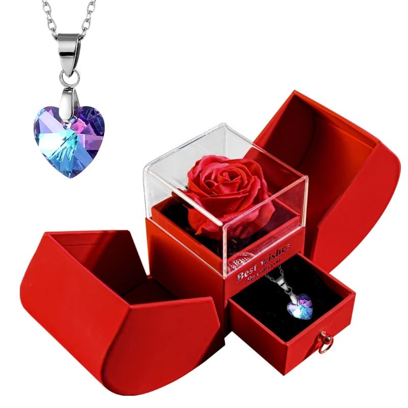 Coffret Rose Éternelle Avec Bijoux Boîte