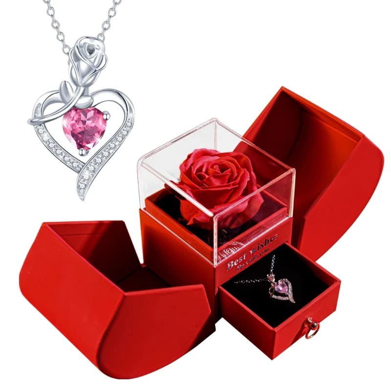 Coffret Rose Éternelle Avec Bijoux Rose