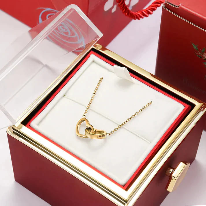 Coffret Rose Éternelle avec Collier Personnalisé