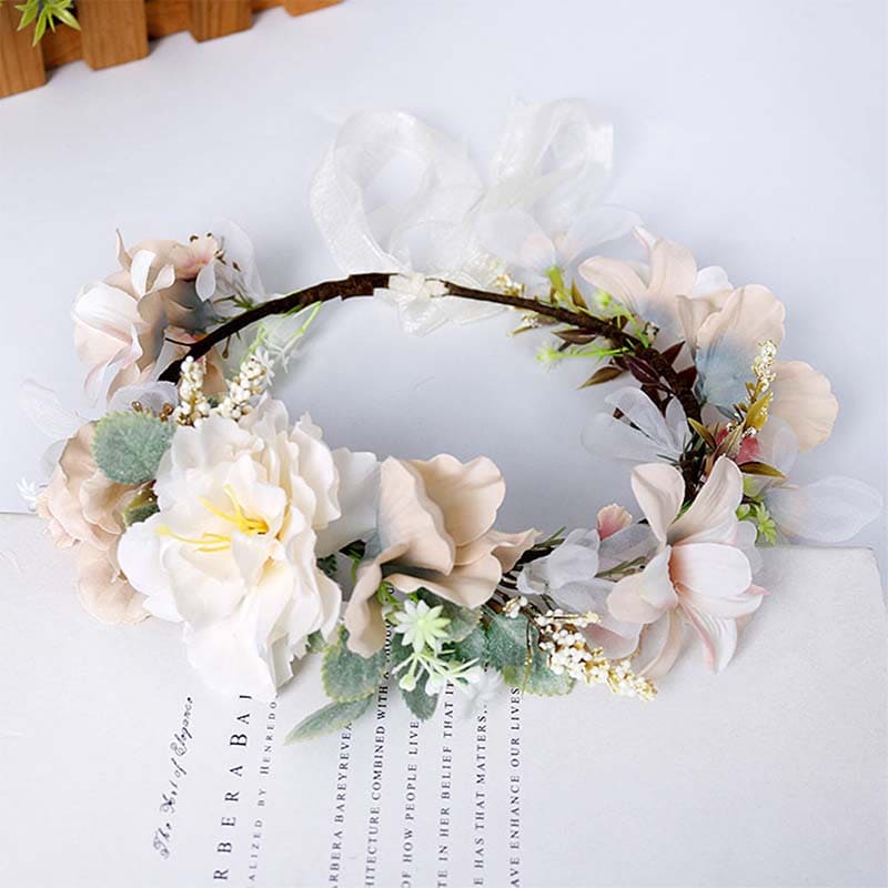 Couronne de Fleurs Blanches Artificielle