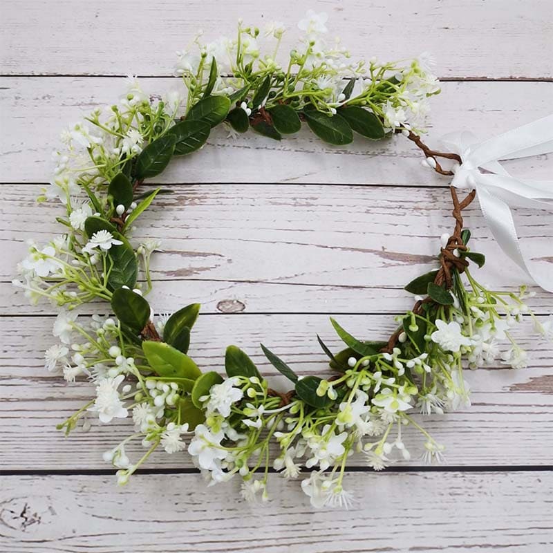 Couronne de Fleurs Cheveux Mariage Blanc