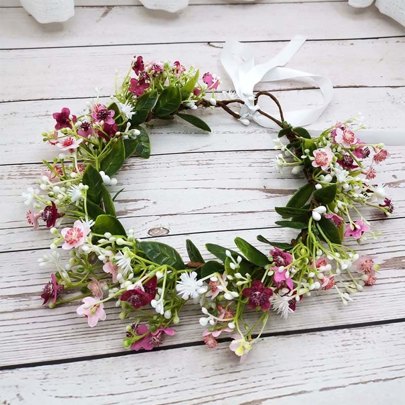 Couronne de Fleurs Cheveux Mariage Rose