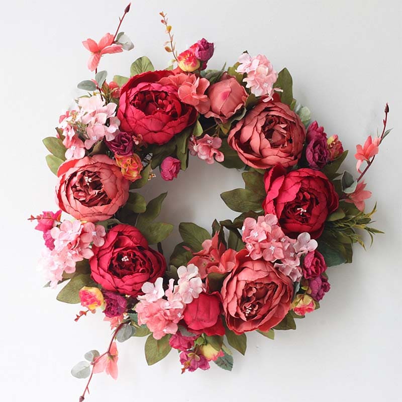 Couronne de Pivoines Rouge Clair