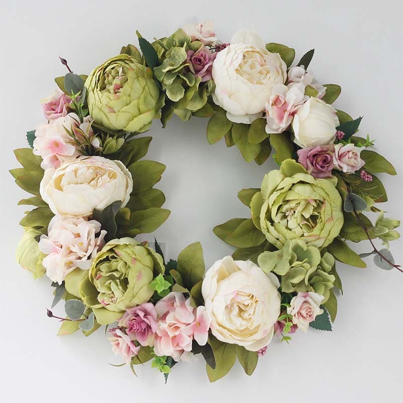 Couronne de Pivoines Vert Blanc