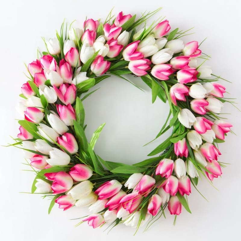 Couronne de Tulipes Rose Blanc