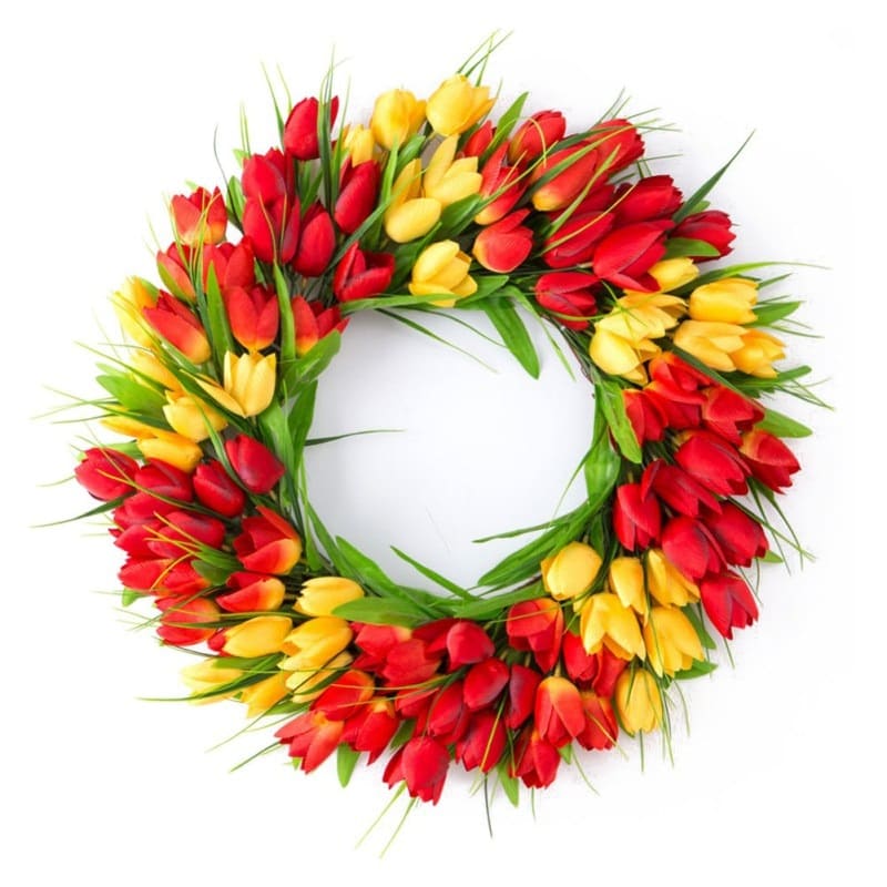 Couronne de Tulipes Rouge Jaune