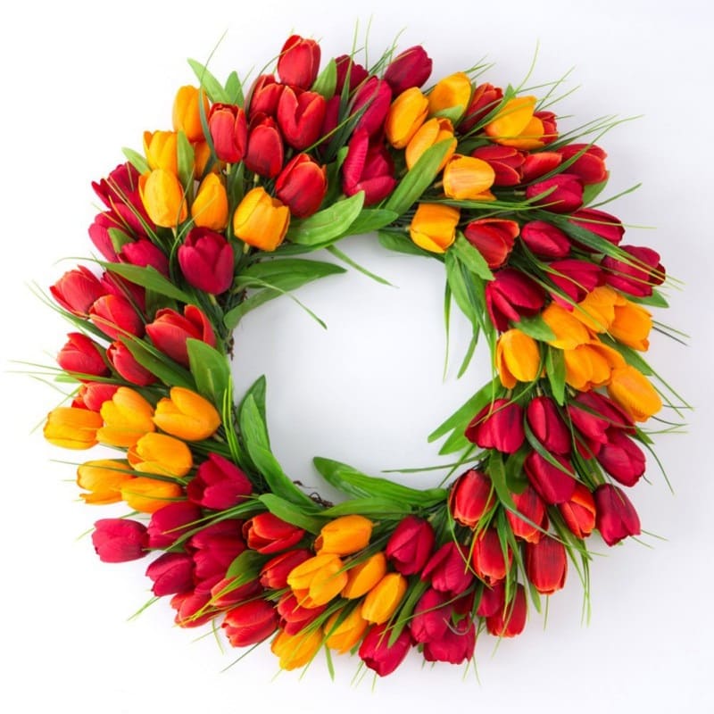 Couronne de Tulipes Rouge Orange