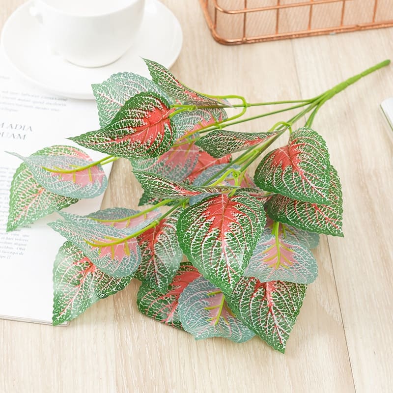Déco Fausse Plante Vert et Rouge