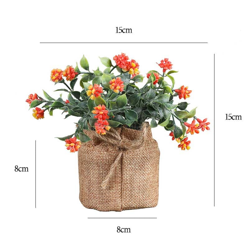Fausse Fleur en Pot Rouge Taille