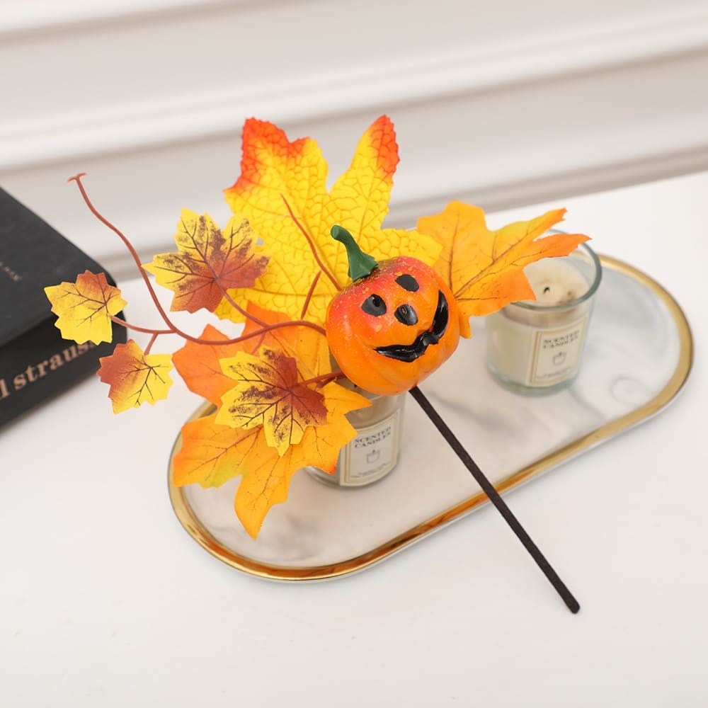 Feuille d'Érable Citrouille Orange d'Halloween