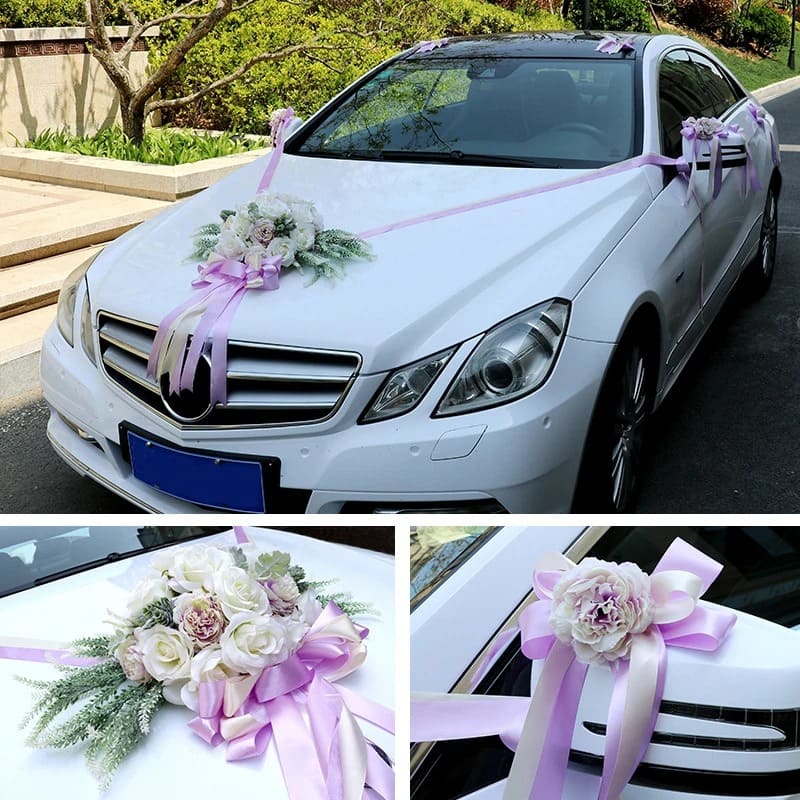 Fleur Voiture Mariage Champêtre Ruban