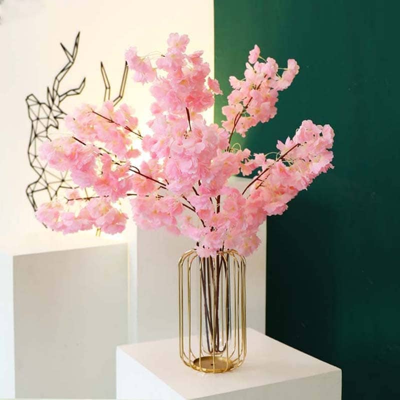 Lot 3 Branches Cerisier Artificiel 49cm - Fleurs Cerisier Japonais Blanc Pour Décoration