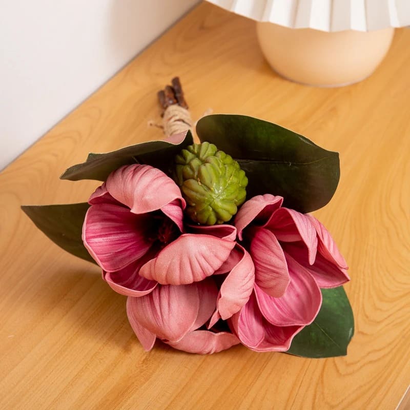 Fleur de Magnolia Artificielle Rose Foncé