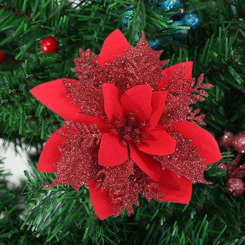 Décorations de noël Poinsettia 30 pièces,décorations de fleurs d'arbre Décorations de noël Poinsettia 30 pièces,décorations de fleurs d'arbre